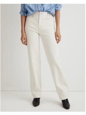 MADEWELL Jeans Women Sz 23 White Perfect Vintage Wide Leg High Rise Snap Hem NWT